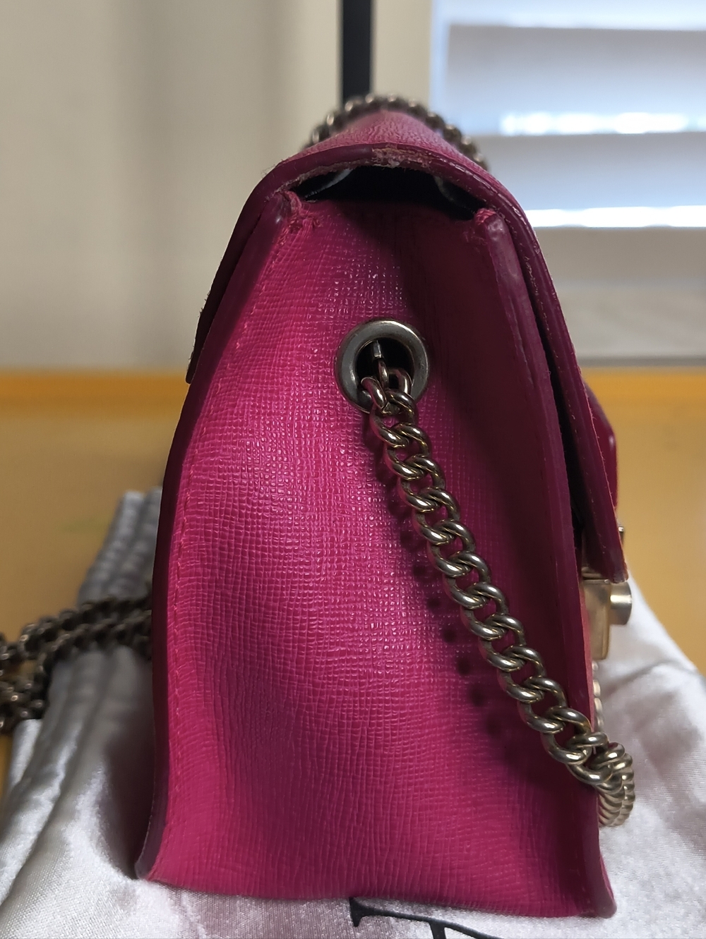 Furla Metropolis Mini Crossbody Bag Pink Saffiano Leather Chain With Dust Bag - Picture 4 of 8